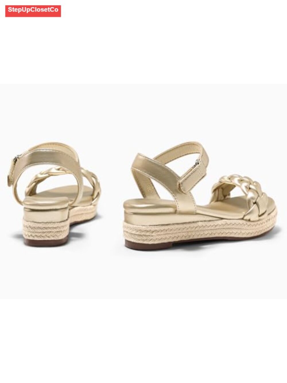 Girls Espadrille Braid Open Toe Ankle Strap Wedge Sandals - Picture 5 of 6